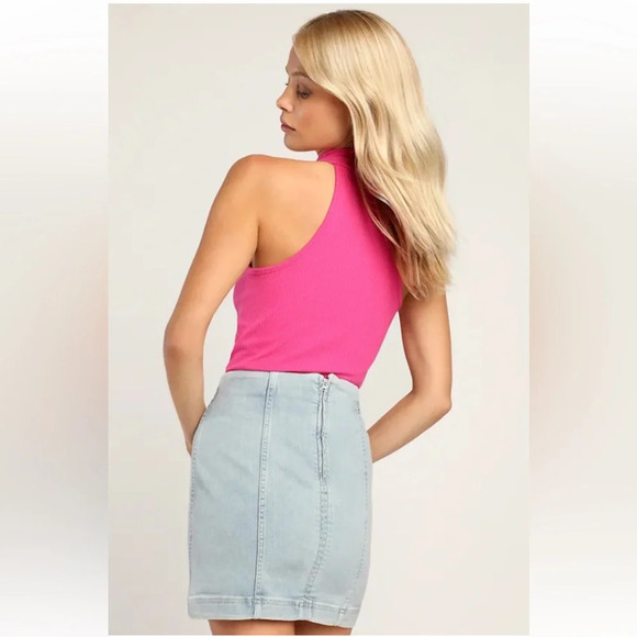 Free People Modern Femme Denim Mini Skirt - Light Wash - Size 6 - NWT - Picture 2 of 9